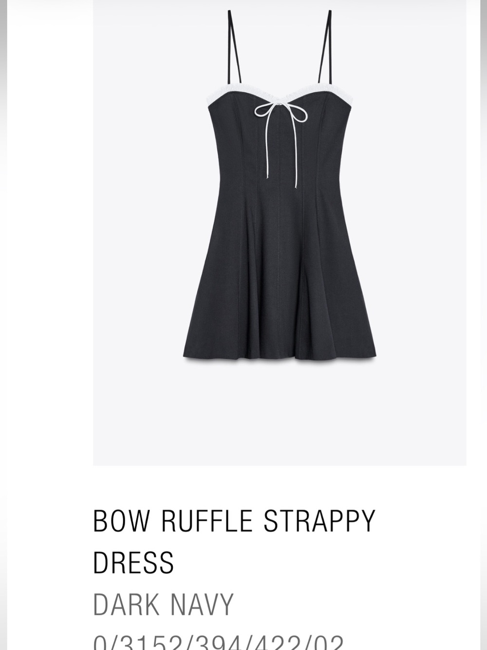 Zara dress bow ruffle strappy dress